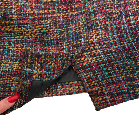 Ann Taylor LOFT Black Multicolor Rainbow Tweed Mini Skirt Size 4 Petite - Picture 5 of 9